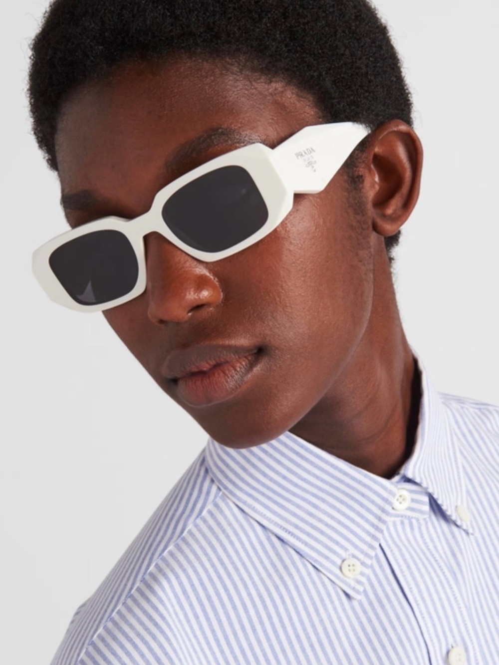 Prada White Rectangular Sunglasses